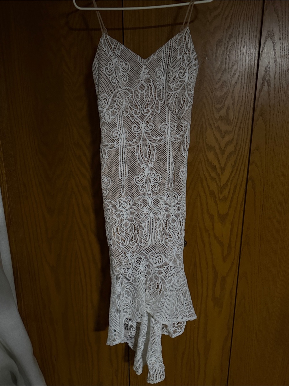 Windsor White Lace Spaghetti-Strap Midi Dress